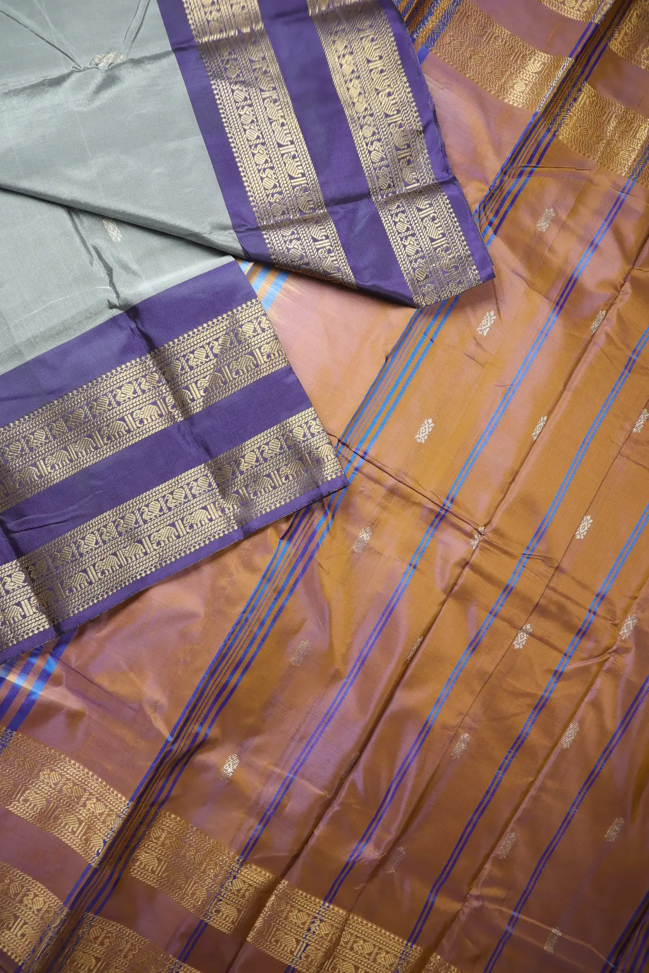 gray-peacock-elephant-banana-pith-silk-saree-bps000660-b