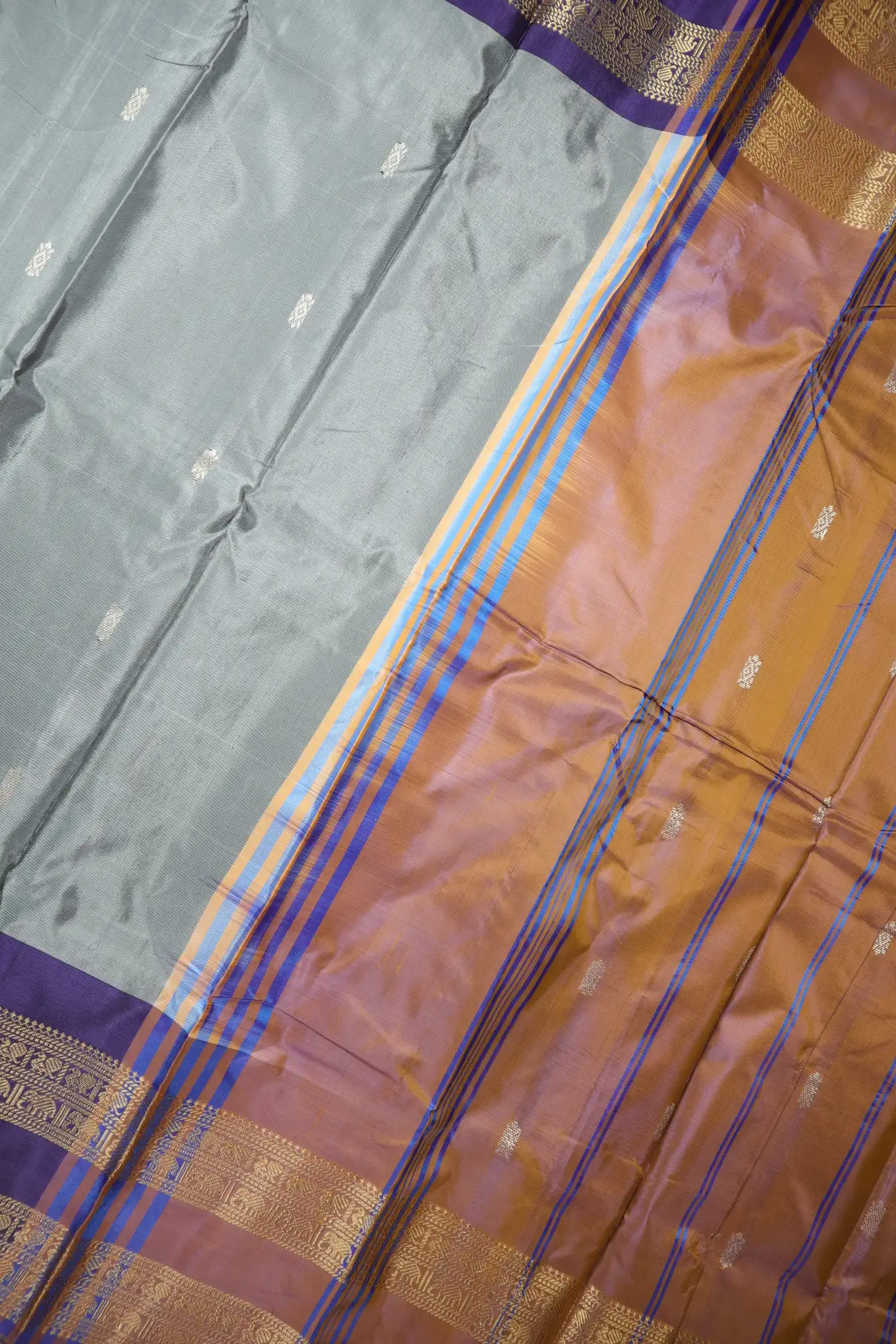 gray-peacock-elephant-banana-pith-silk-saree-bps000660-c