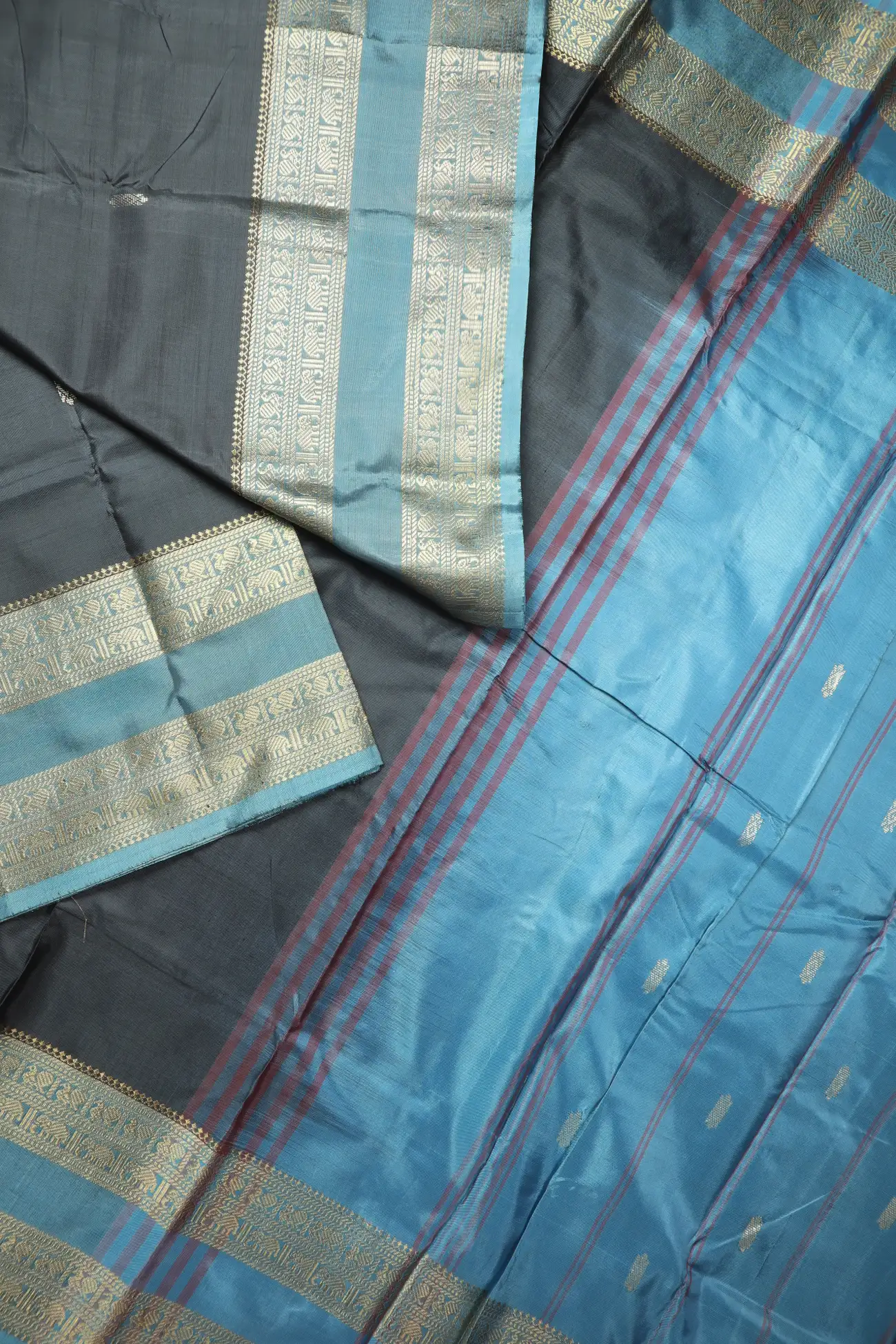 dark-gray-elephant-peacock-rettai-pettu-banana-pith-silk-saree-bps000704-b