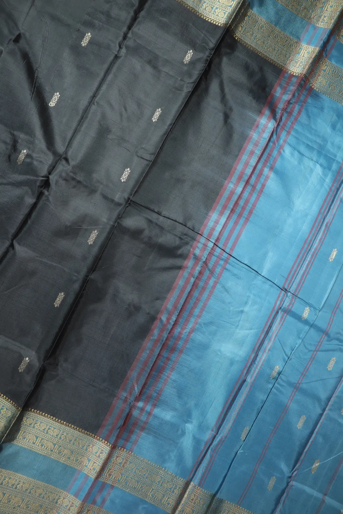 dark-gray-elephant-peacock-rettai-pettu-banana-pith-silk-saree-bps000704-c