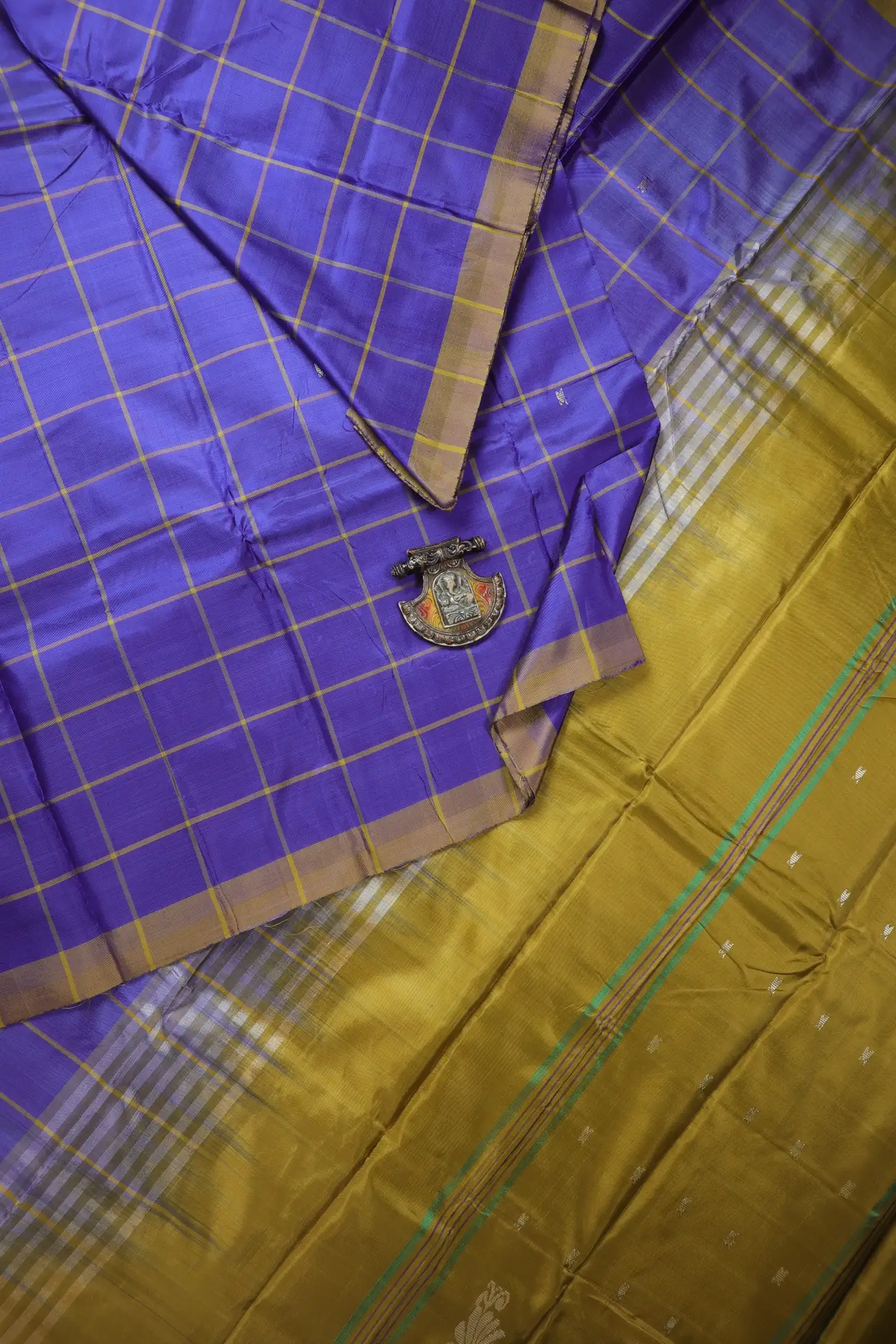 indigo-checked-banana-pith-silk-saree-bps000648-a