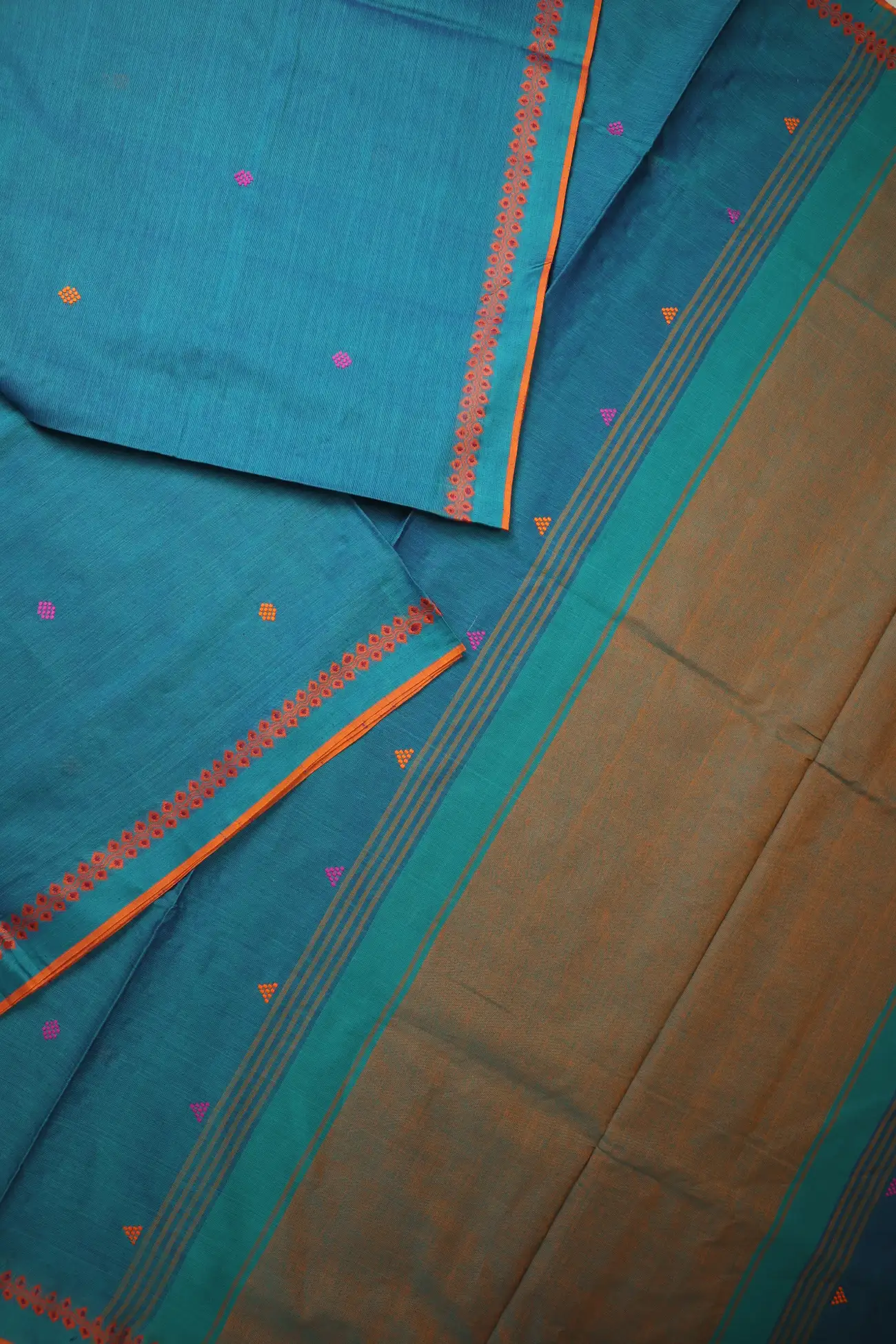 teal-flower-begumpuri-saree-kv001497-b