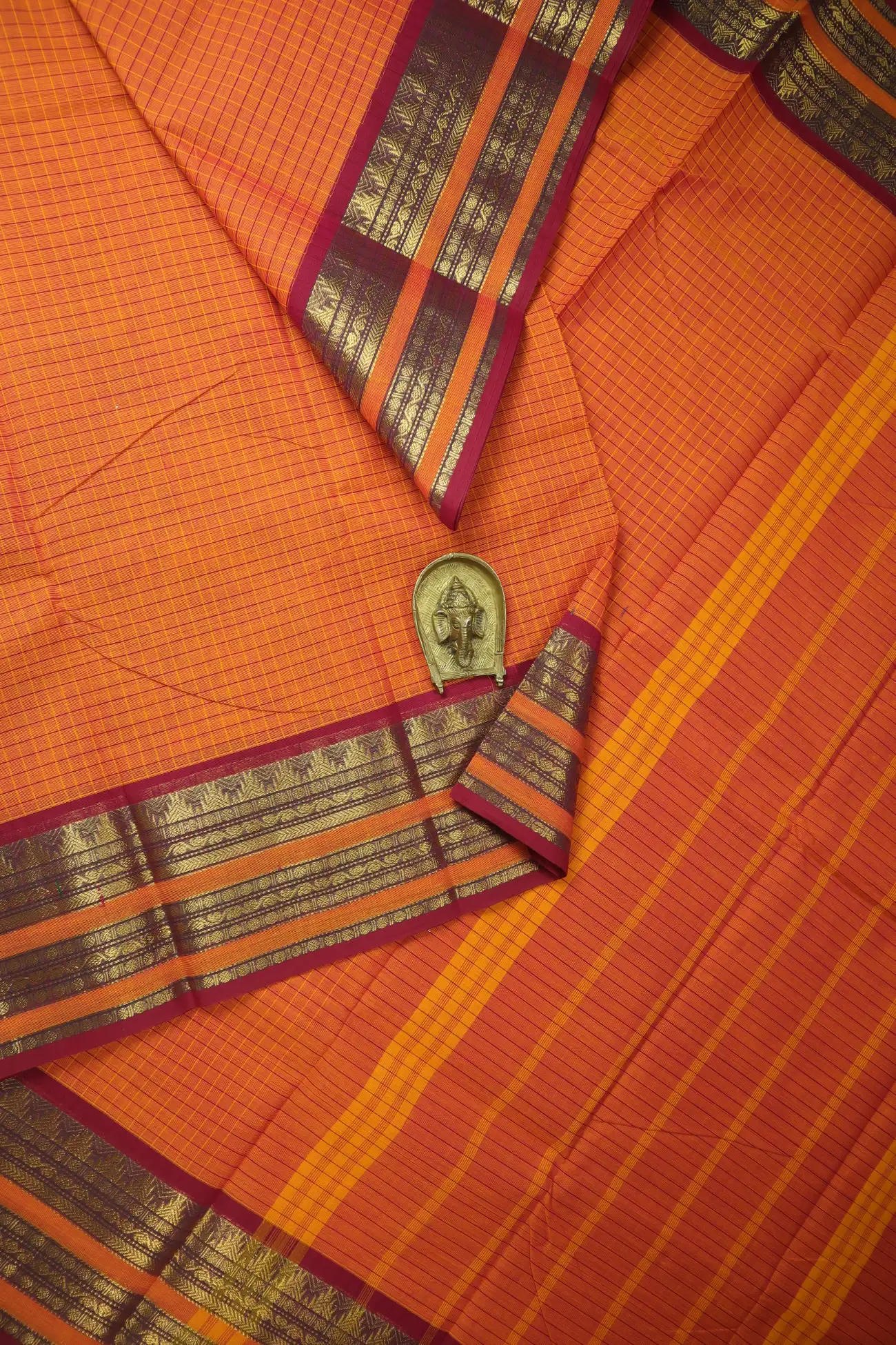 orange-ruthratcham-temple-checked-saree-ck002826-a