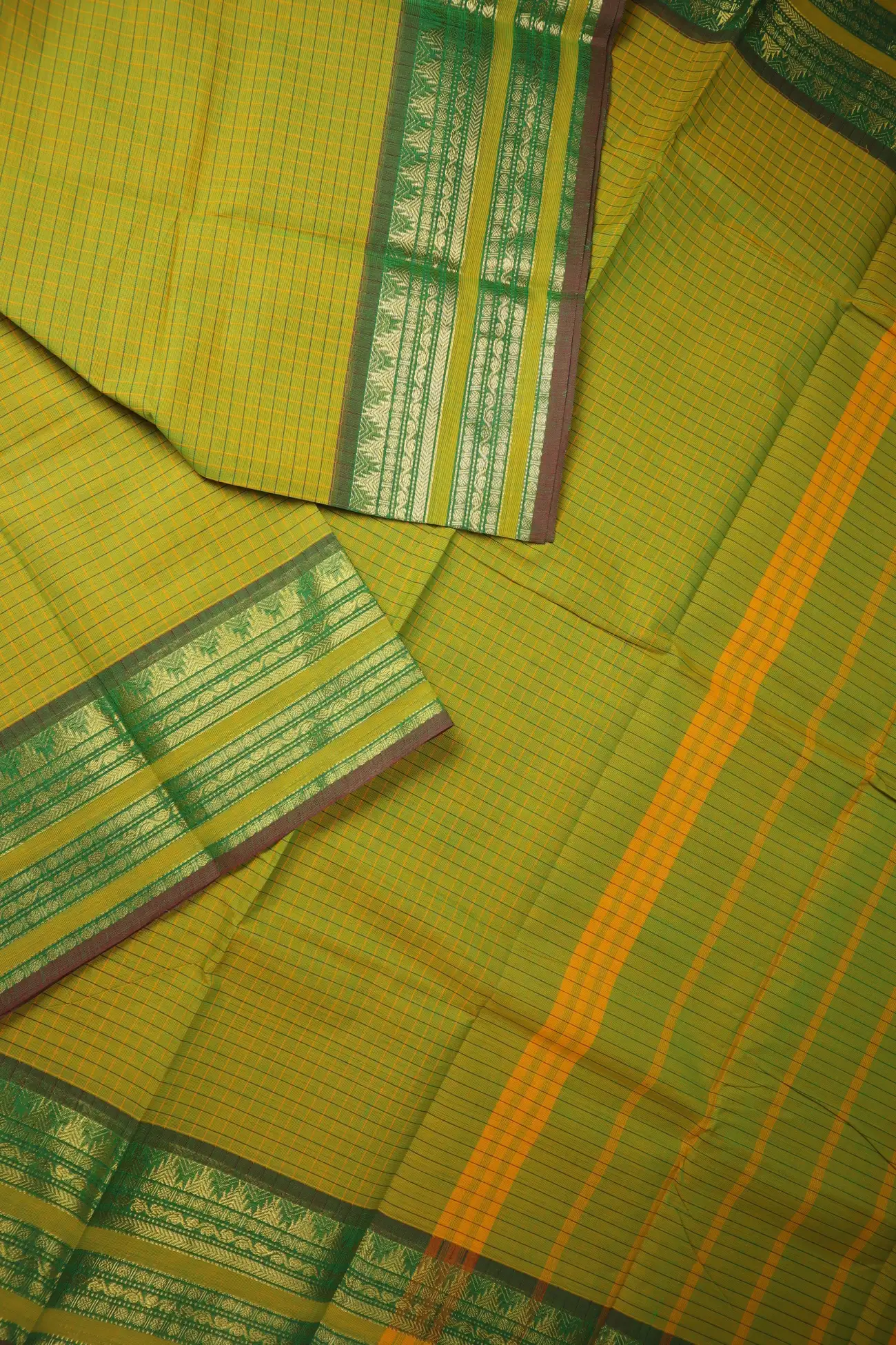 yellow-green-ruthratcham-temple-checked-saree-ck002824-b