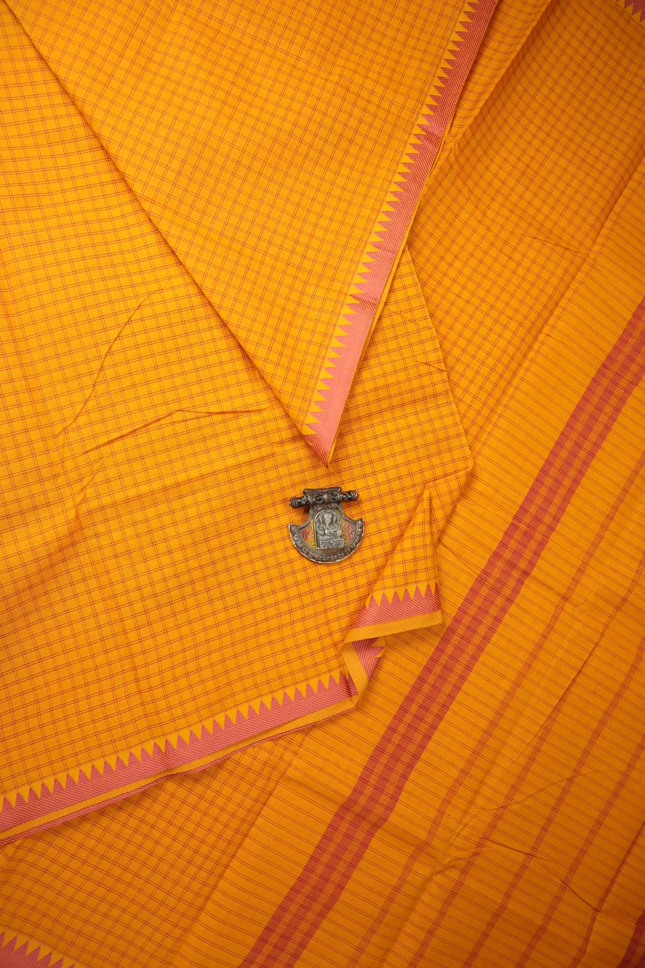 dark-orange-temple-checked-saree-ck002869-a
