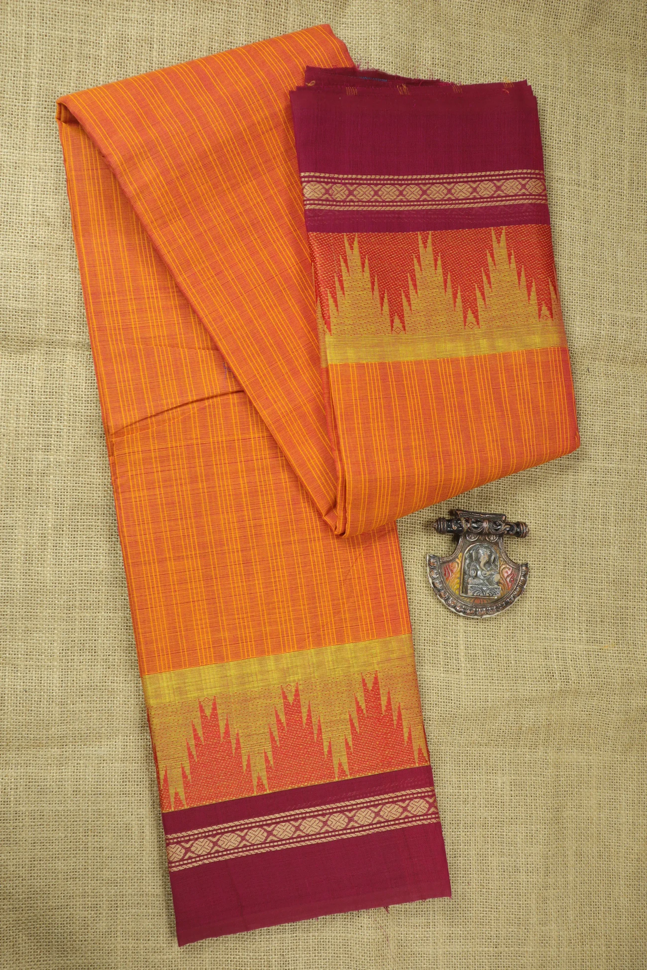 orange-thalampoo-reku-ruthratcham-checked-saree-ck002831-a