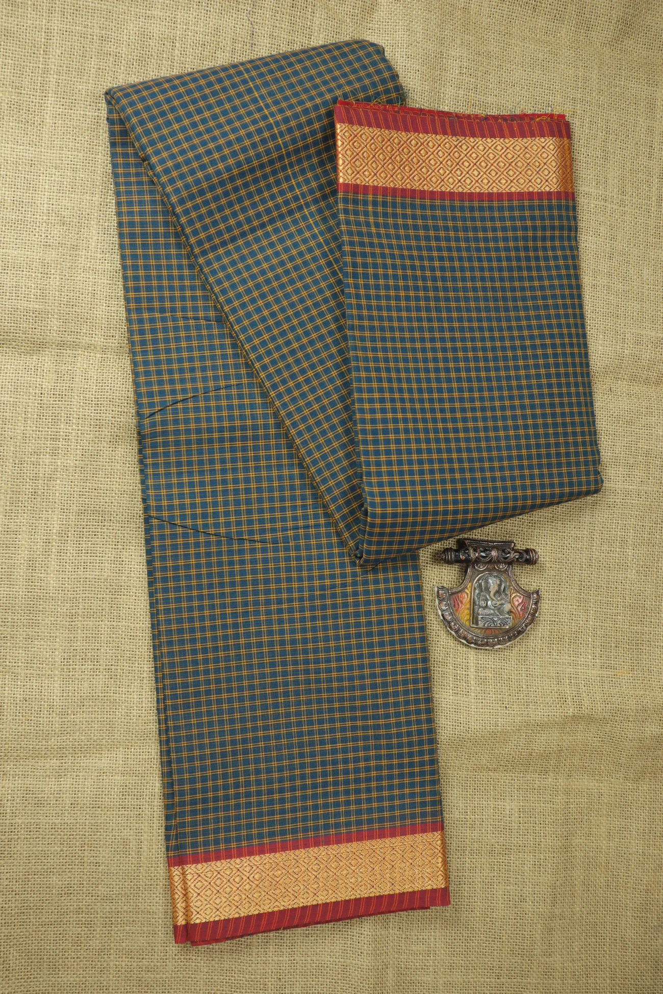 teal-diamoned-checked-saree-ck002882-a