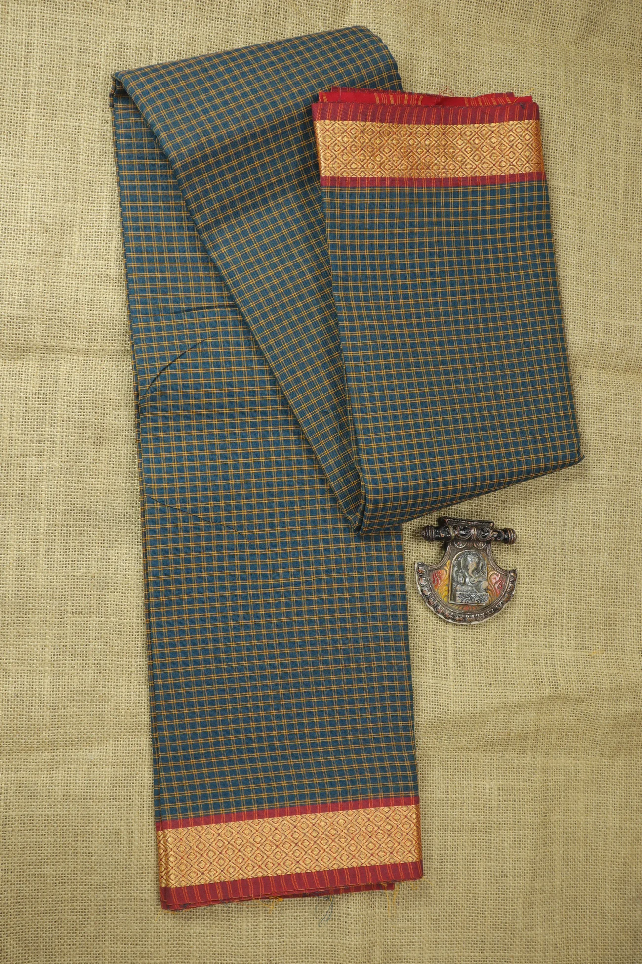 teal-diamoned-checked-saree-ck002878-a