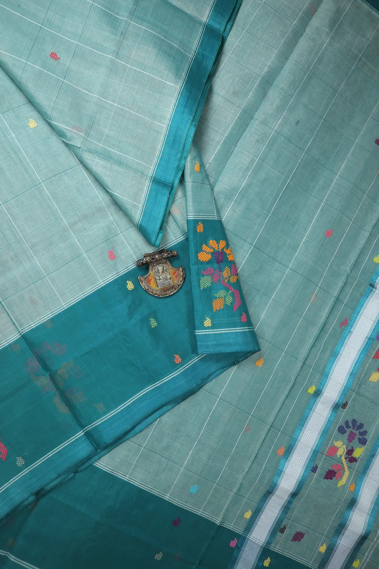 teal-flower-chedi-butta-saree-cb000529-a