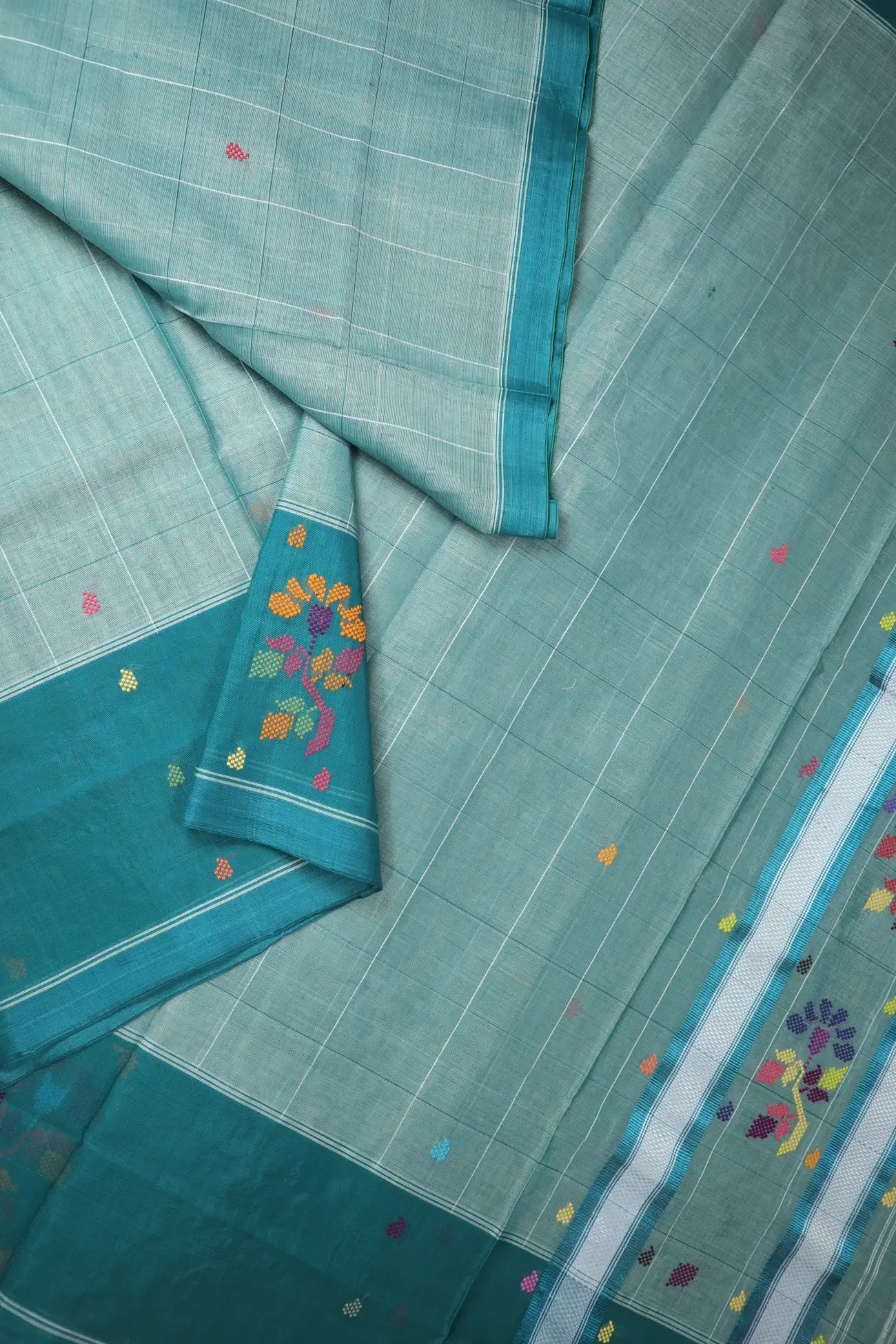 teal-flower-chedi-butta-saree-cb000529-b