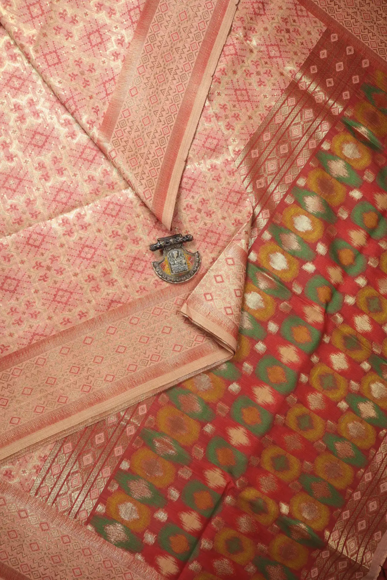 light-salmon-flower-diamoned-fancy-saree-fs000041-a