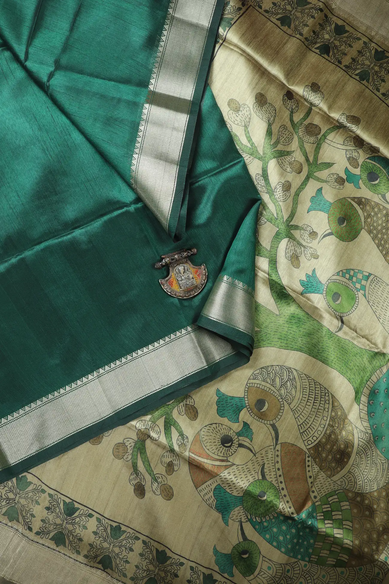 dark-green-flower-peacock-fancy-saree-fs000066-a