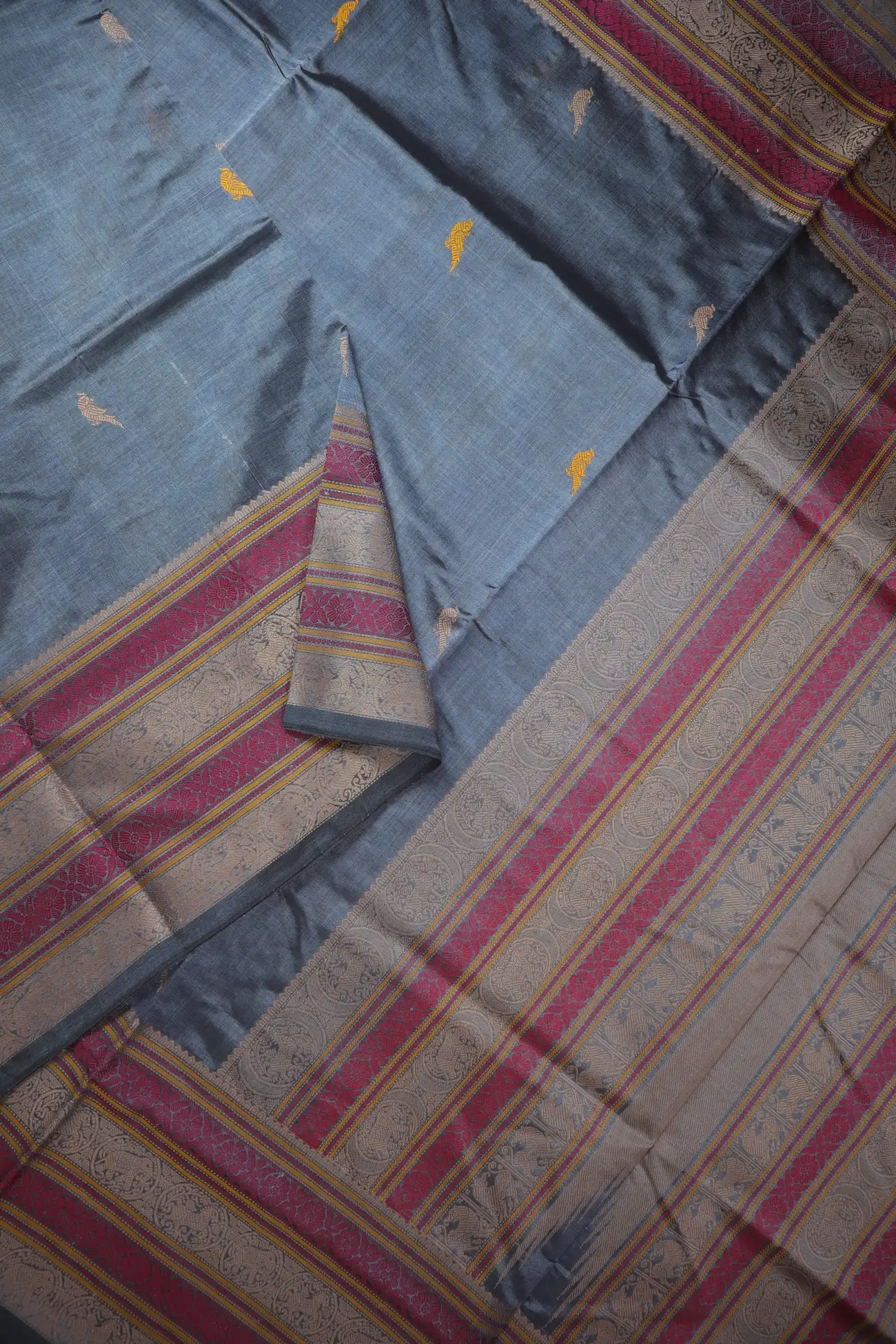 grey-elephant-parrot-kanchi-silk-cotton-saree-sc003163-b