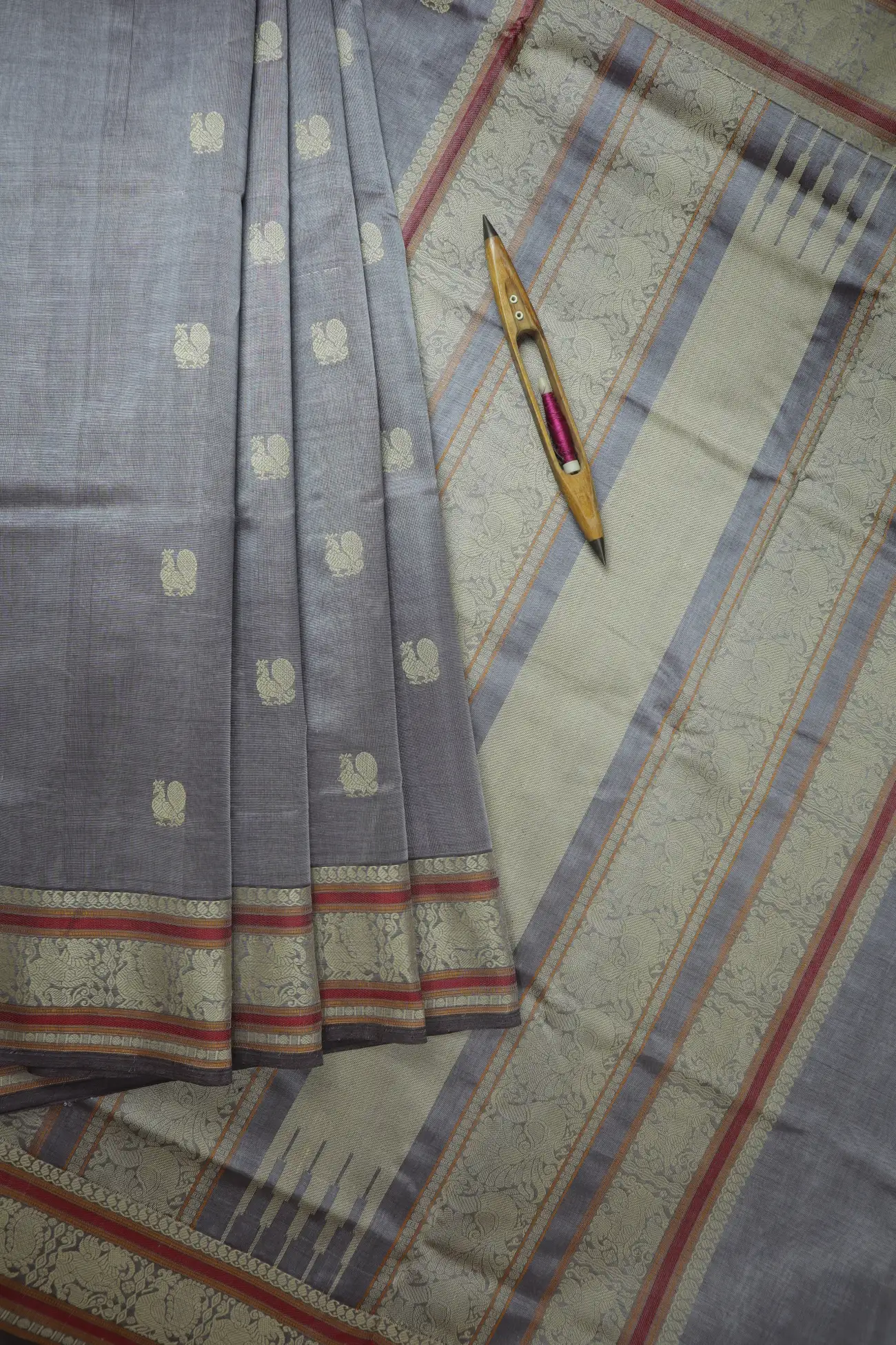 grey-elephant-peacock-kanchi-silk-cotton-saree-sc003162-a