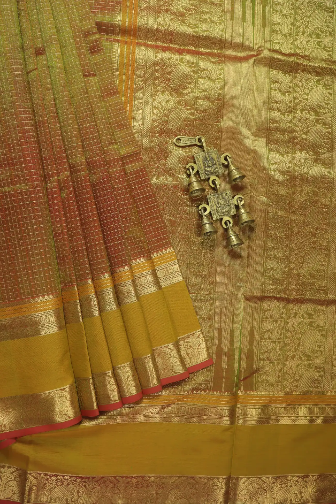 goldenrod-laksha-deepam-peacock-elephant-kanchi-silk-cotton-saree-sc003244-a