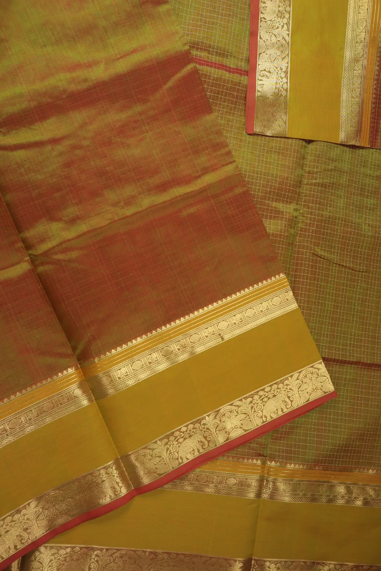goldenrod-laksha-deepam-peacock-elephant-kanchi-silk-cotton-saree-sc003244-e