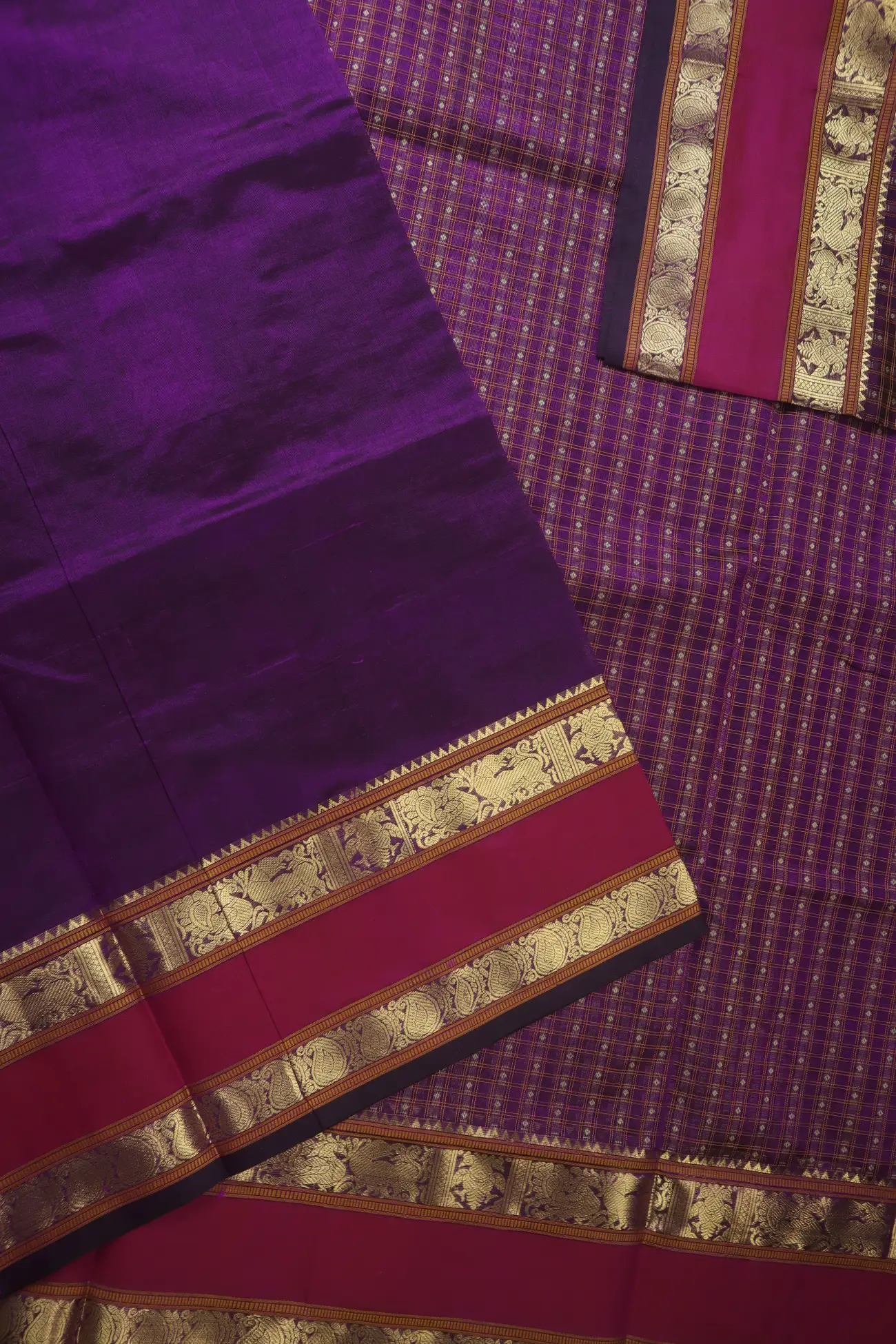 magenta-laksha-deepam-rettai-pettu-iruthalai-pakshi-yazhi-kanchi-silk-cotton-saree-sc003249-e