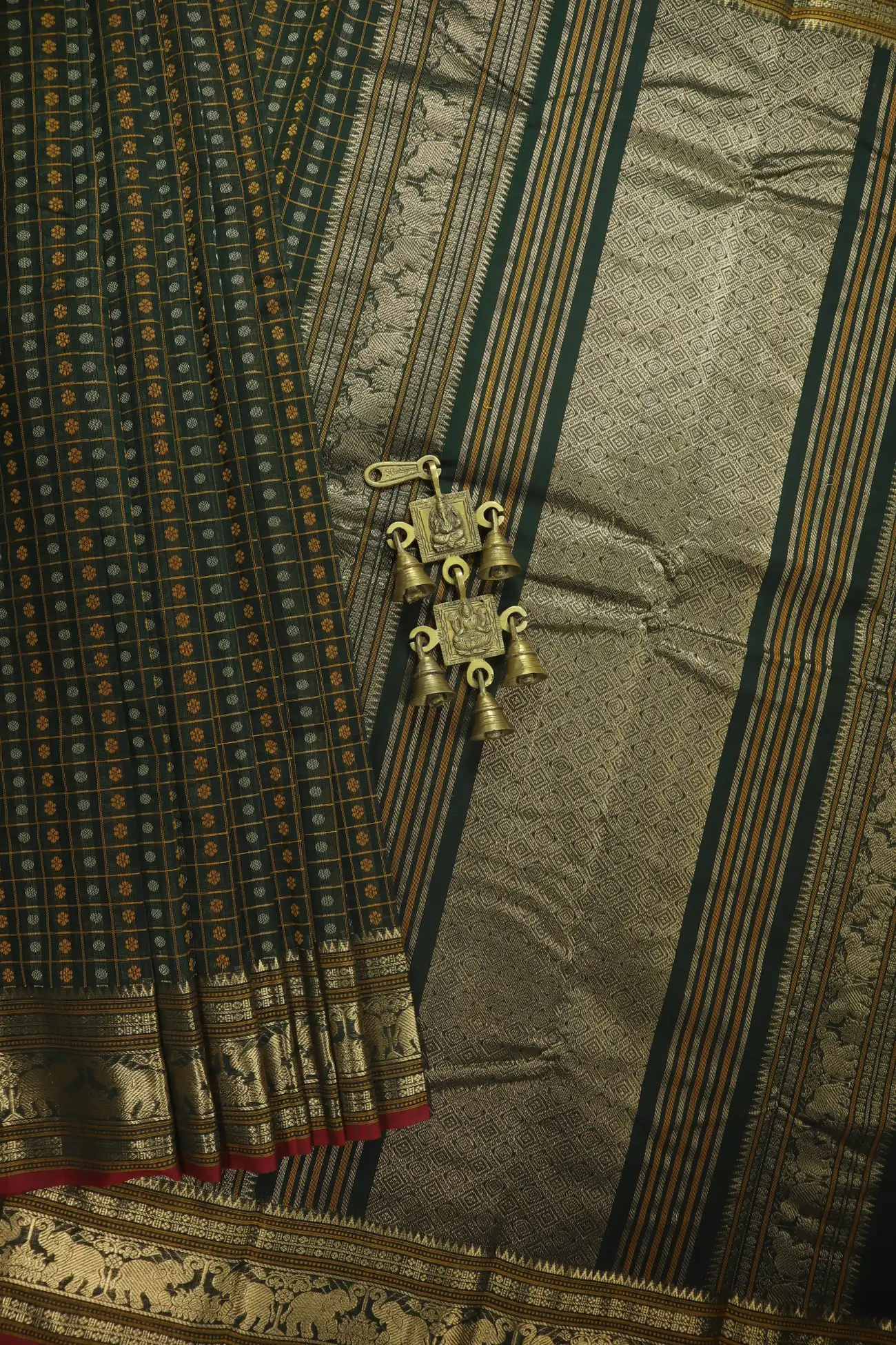 dark-green-thousand-1000-butta-elephant-ruthratcham-kanchi-cotton-saree-ek000073-a