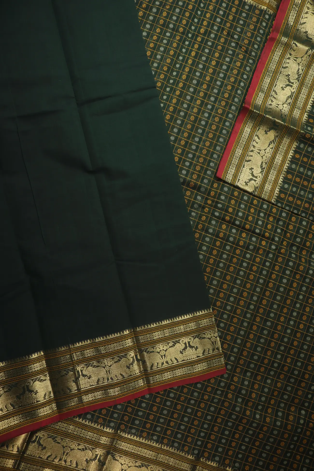 dark-green-thousand-1000-butta-elephant-ruthratcham-kanchi-cotton-saree-ek000073-e