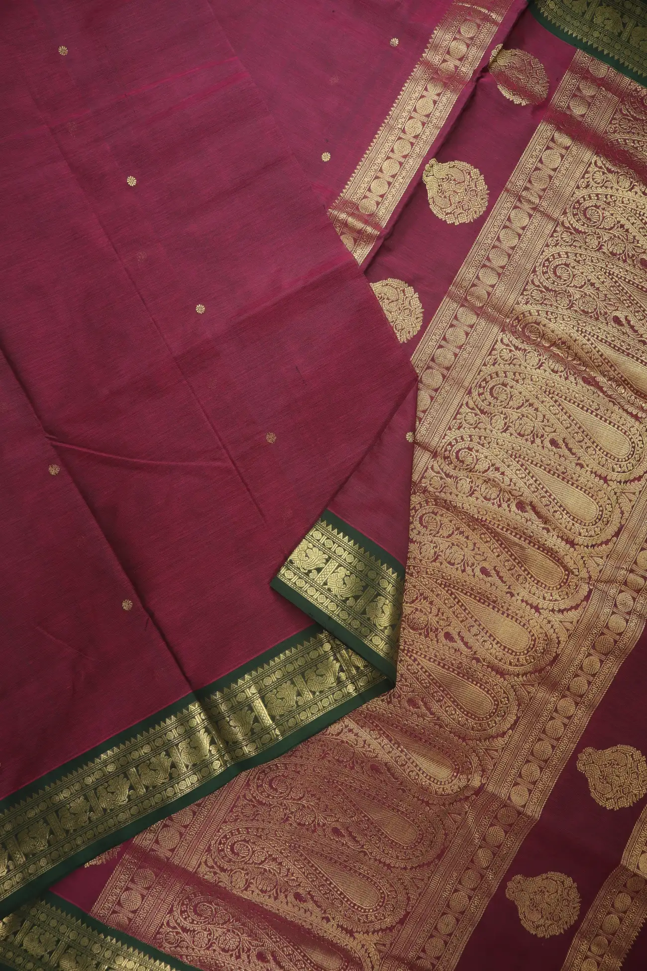 dark-magenta-peacock-buttas-ruthratcham-mango-kanchi-silk-cotton-saree-sc003201-b
