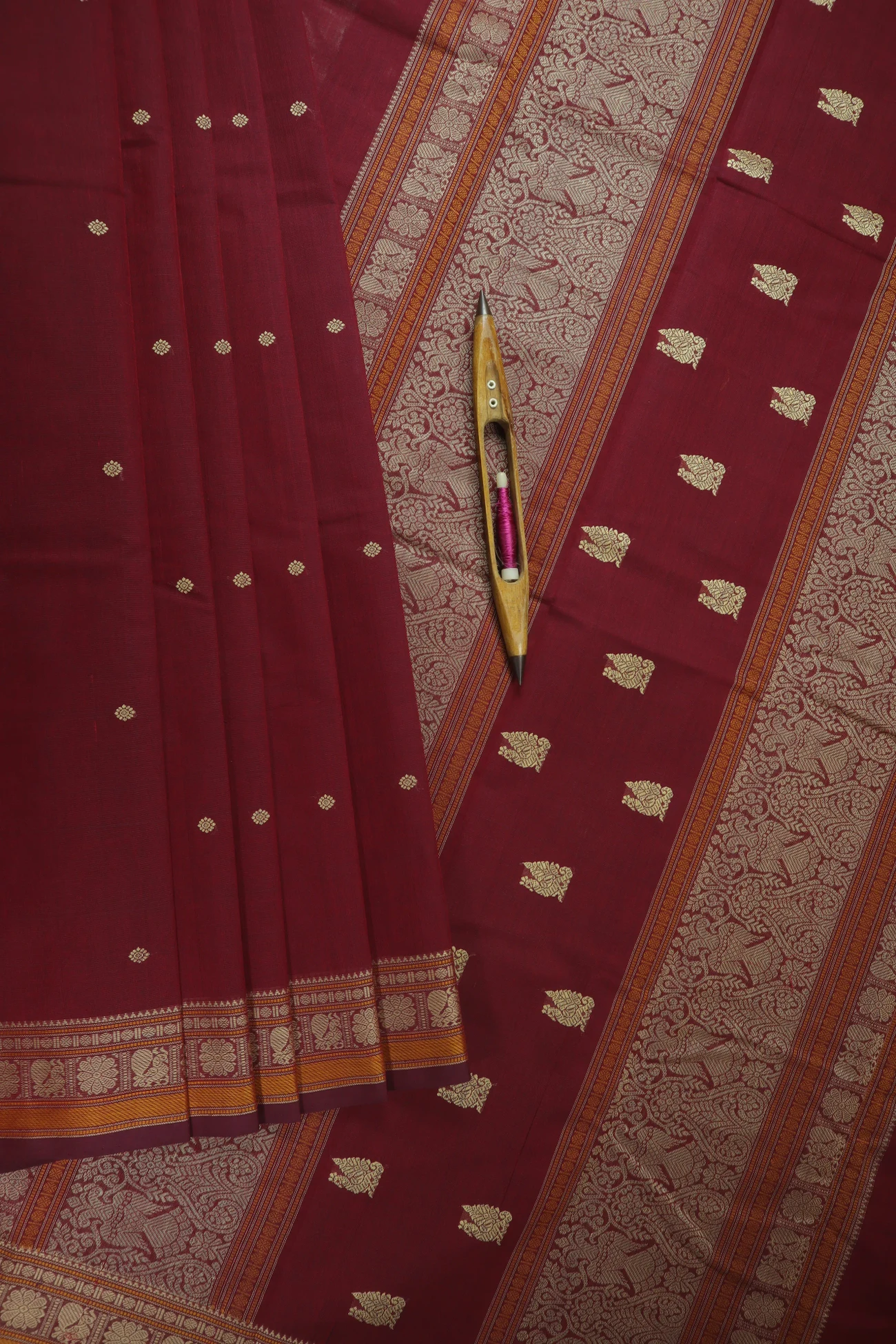 maroon-flower-peacock-ruthratcham-kanchi-cotton-saree-ek000023-a