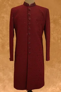 maroon-synthetic-georgette-mens-sherwani-with-rayon-sequence-work-sw006547-a