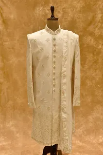 white-raw-silk-mens-sherwani-with-embroidery-sequence-work-sw008250-a