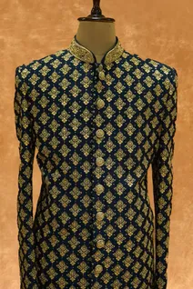 blue-raw-silk-mens-sherwani-with-zari-work-sw009049-b