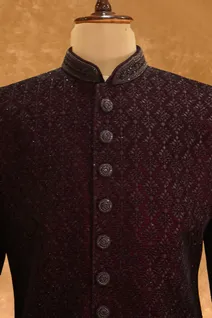 maroon-micro-velvet-mens-sherwani-with-thread-work-sw009186-b