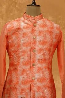 orange-raw-silk-bandi-set-with-mirror-work-sw005618-b