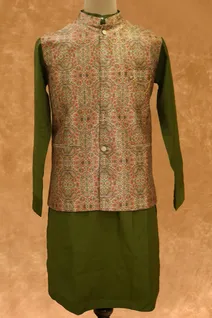 olive-green-raw-silk-bandi-set-with-self-print-sw008847-a