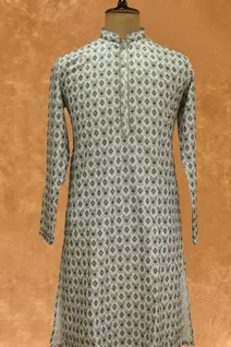 green-semi-raw-silk-kurta-pajama-with-self-print-sw008686-a