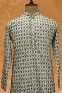 green-semi-raw-silk-kurta-pajama-with-self-print-sw008686-b