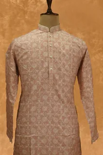 brown-semi-raw-silk-kurta-pajama-with-thread-work-sw008709-b