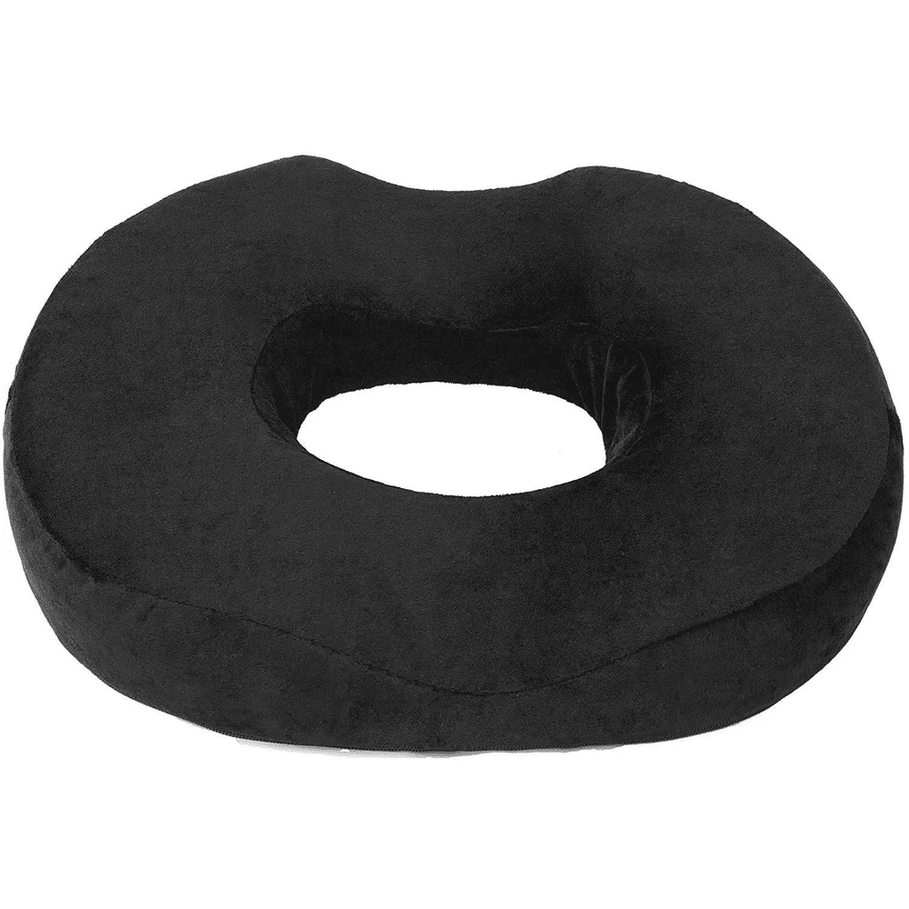 fovera-memory-foam-donut-piles-cushion---medium-black-velvet-00221-a