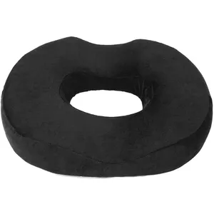 fovera-memory-foam-donut-piles-cushion---medium-black-velvet-00221-a