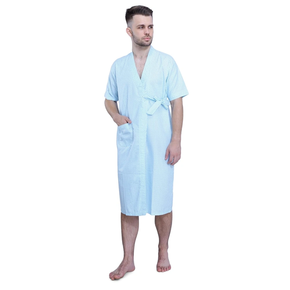 AmWell - Front open gown dobby checks soft finish ideal for Patient wear Home healthcare1