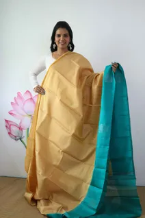 lightweight-silk-saree-with-mustard-and-white-stripes-and-turquoise-green-border-sw00000337-a