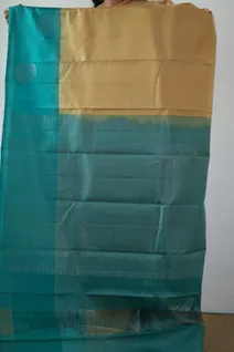 lightweight-silk-saree-with-mustard-and-white-stripes-and-turquoise-green-border-sw00000337-c