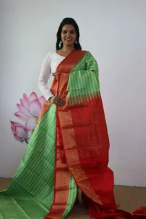 lightweight-silk-saree-in-green-yellow-checks-with-red-border-sw00000351-b