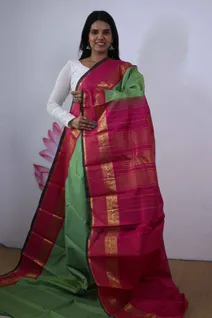 pure-zari-kanchi-silk-saree-with-yellow-green-checks-and-pink-border-sw00000365-b