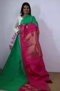 pure-zari-kanchi-silk-saree-with-green-and-pink-half-and-half-design-and-checks-pattern-sw00000367-b