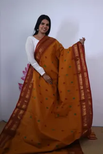 mustard-saffron-rudraksh-border-cotton-saree-sw00000391-a