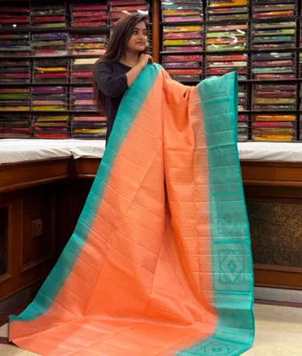 radiant-orange-and-turquoise-green-lightweight-silk-saree-sw00000417-a