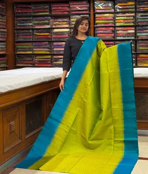 parrot-green-and-turquoise-green-lightweight-silk-saree-sw00000420-a