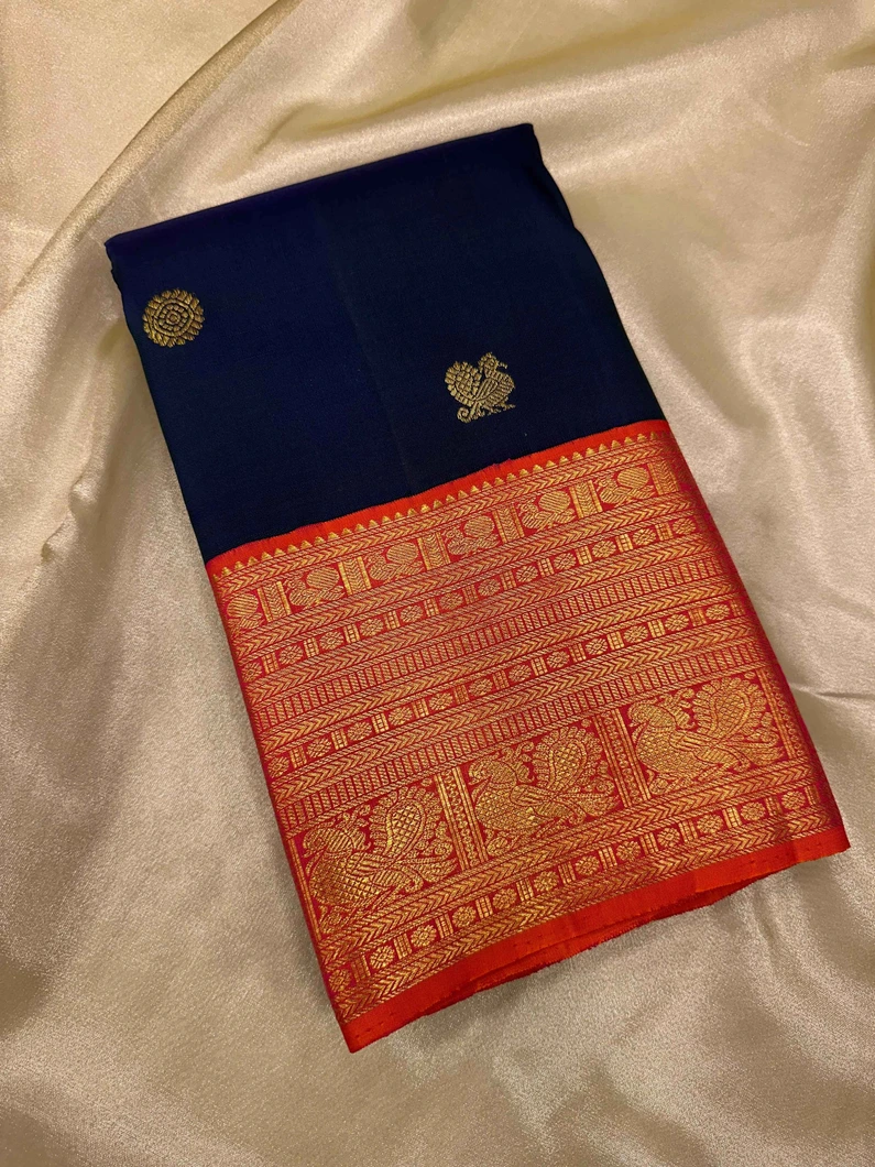 royal-pure-kanchi-silk-saree-dual-tone-peacock-neck-blue-with-orange-pallu-blouse-sw00000481-a