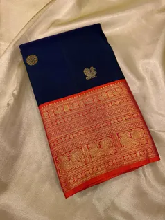 royal-pure-kanchi-silk-saree-dual-tone-peacock-neck-blue-with-orange-pallu-blouse-sw00000481-a