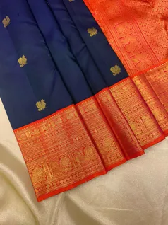 royal-pure-kanchi-silk-saree-dual-tone-peacock-neck-blue-with-orange-pallu-blouse-sw00000481-b