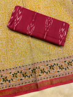 block-print-cotton-saree-in-cream-with-mustard-floral-print-maroon-border-with-dual-blouse-sw00000502-d