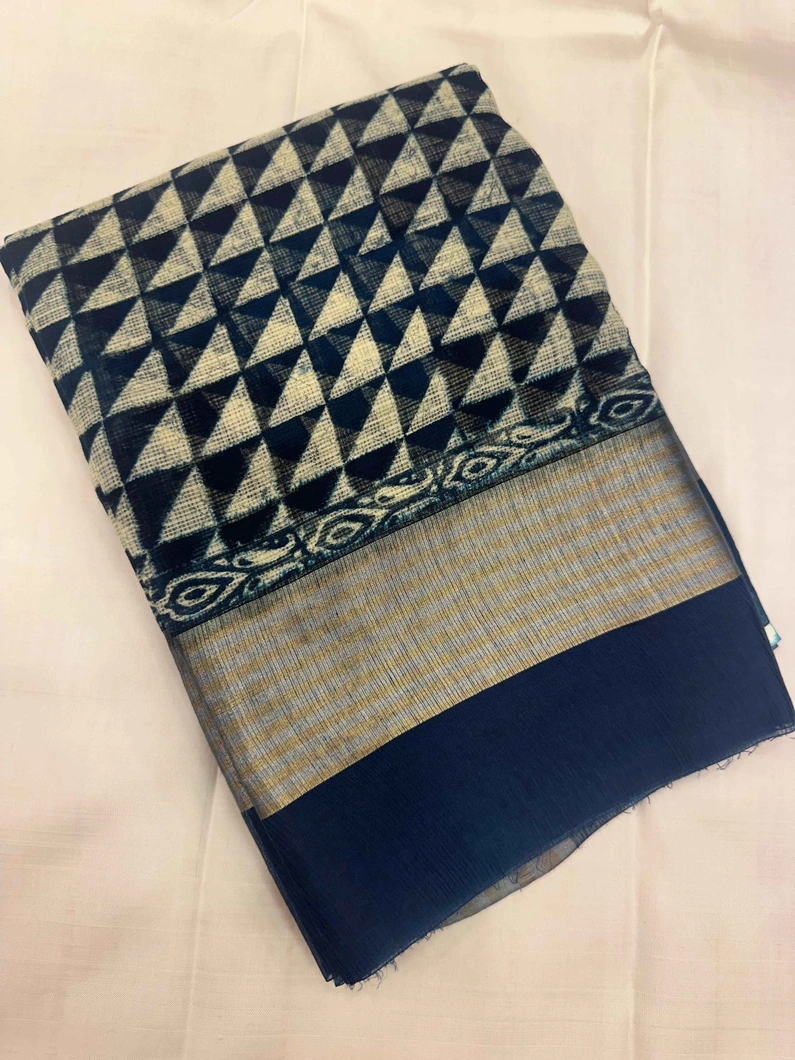 indigo-print-kota-cotton-saree-with-geometric-triangle-design-sw00000527-a